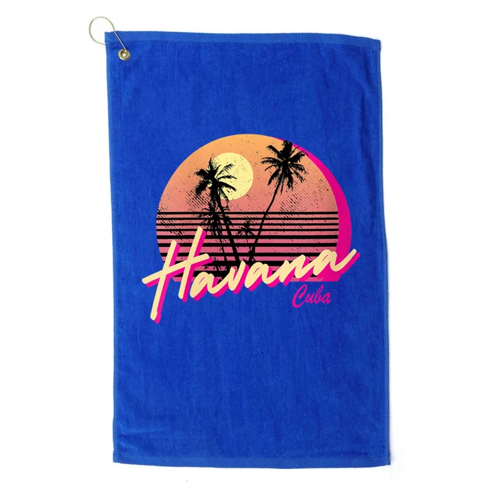 Womens Retro Havana Cuba California Beach Sunset Platinum Collection Golf Towel