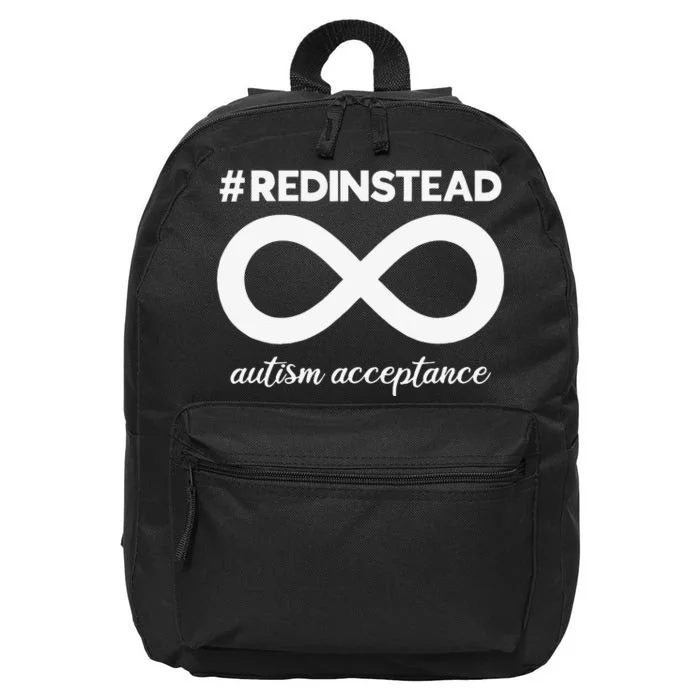 Wear Red Instead Acceptance Of Autism Autistic 16 in Basic Backpack