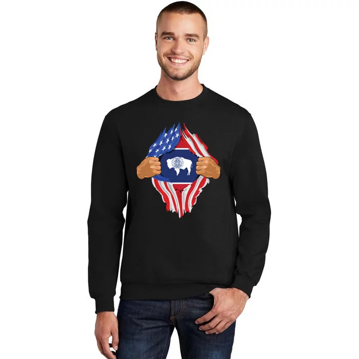 Wyoming Roots Inside State Flag American Proud Sweatshirt