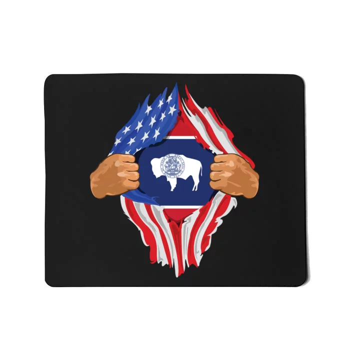 Wyoming Roots Inside State Flag American Proud Mousepad