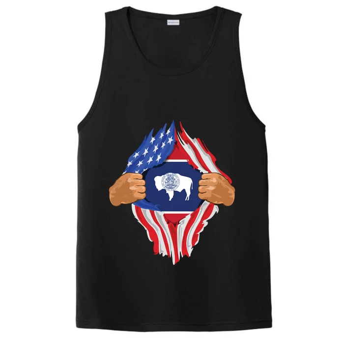 Wyoming Roots Inside State Flag American Proud Performance Tank