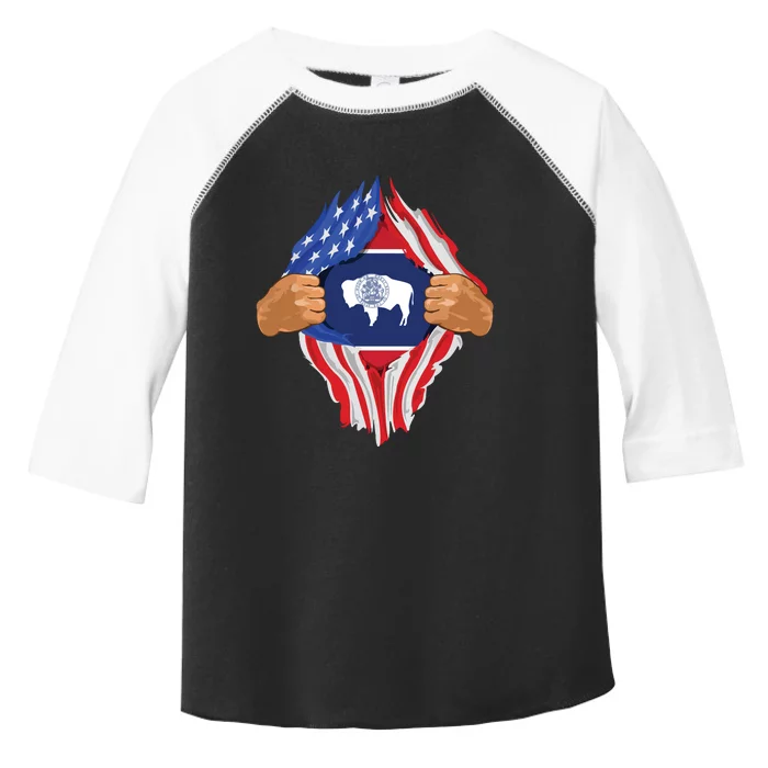 Wyoming Roots Inside State Flag American Proud Toddler Fine Jersey T-Shirt