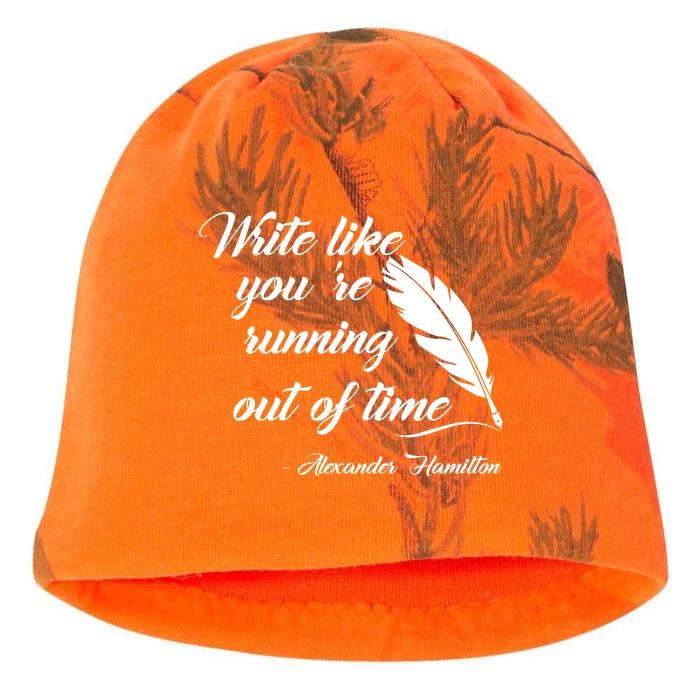 Write Like You're Running Out Of Time - Alexander Hamilton Quote Kati - Camo Knit Beanie