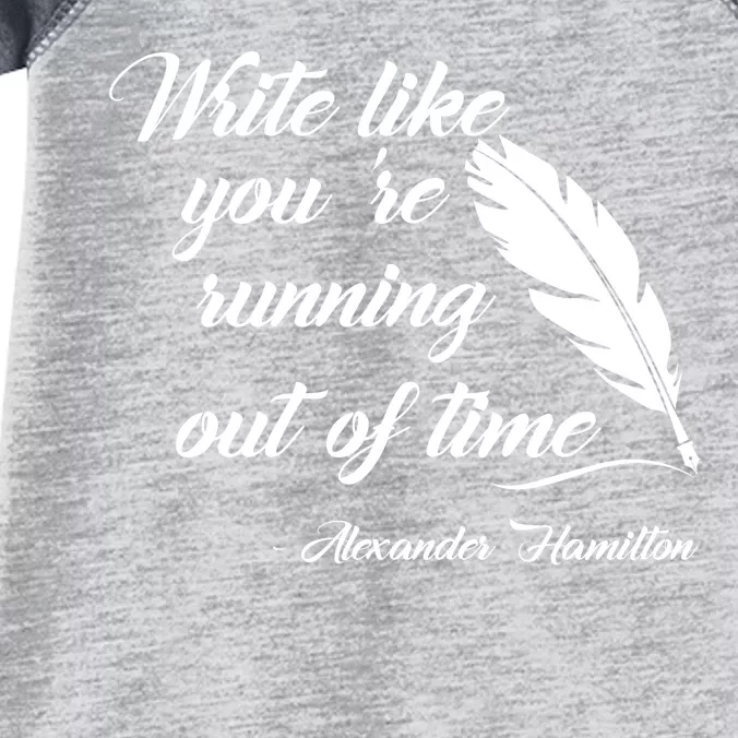 Write Like You're Running Out Of Time - Alexander Hamilton Quote Infant Baby Jersey Bodysuit