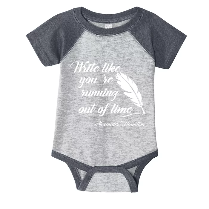 Write Like You're Running Out Of Time - Alexander Hamilton Quote Infant Baby Jersey Bodysuit