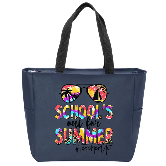 Womens Retro Last Day Of School Schools Out For Summer Teacher Life Zip Tote Bag