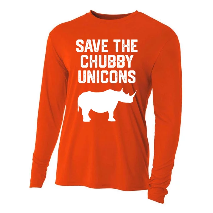 Wo Rhinoceros Lover Gift Save The Chubby Unicorns Gift Cooling Performance Long Sleeve Crew