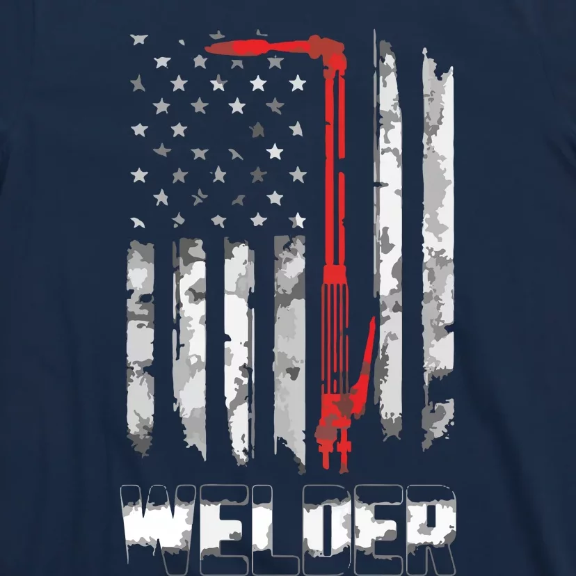 Welder Red Line American Flag USA Patriotic Welder T-Shirt