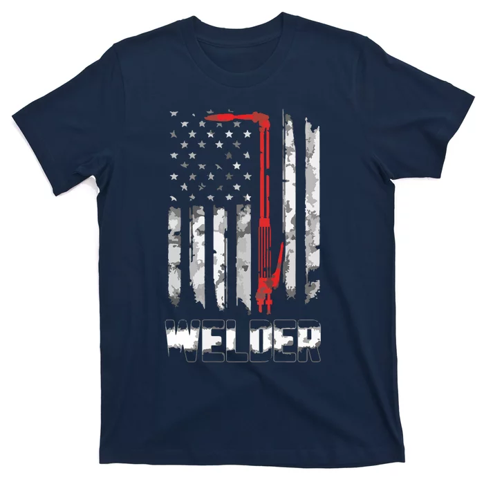 Welder Red Line American Flag USA Patriotic Welder T-Shirt