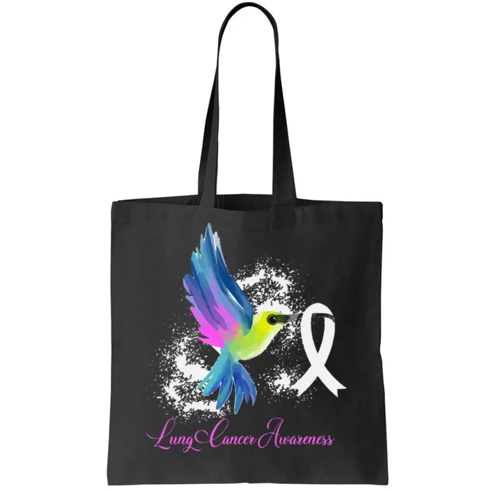 White Ribbon Lung Cancer Survivor Gift Lung Cancer Awareness Tote Bag