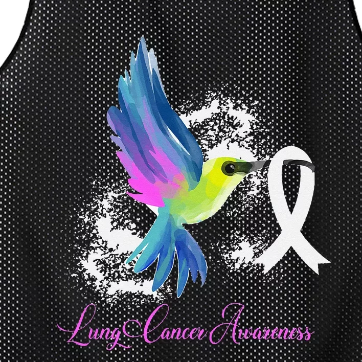 White Ribbon Lung Cancer Survivor Gift Lung Cancer Awareness Mesh Reversible Basketball Jersey Tank