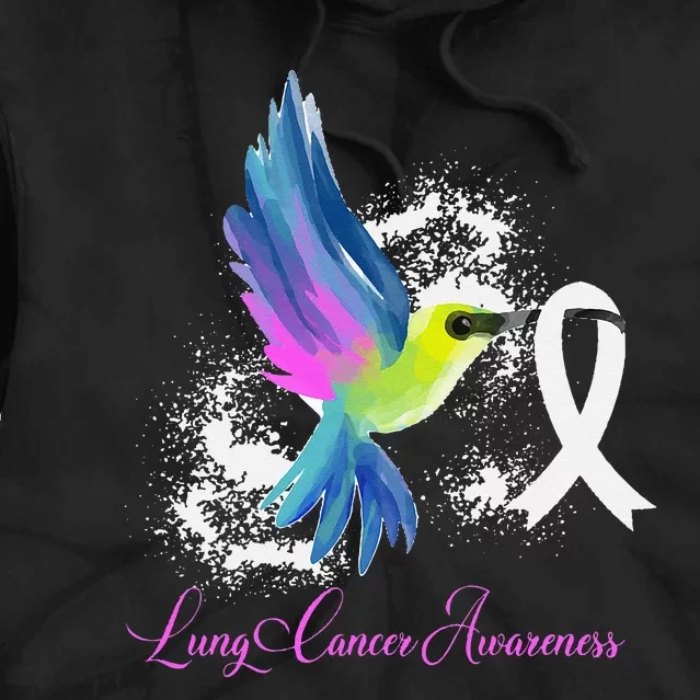 White Ribbon Lung Cancer Survivor Gift Lung Cancer Awareness Tie Dye Hoodie