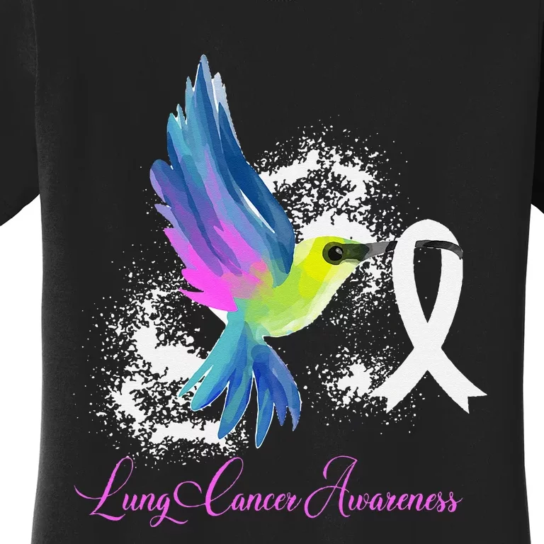 White Ribbon Lung Cancer Survivor Gift Lung Cancer Awareness Women's T-Shirt