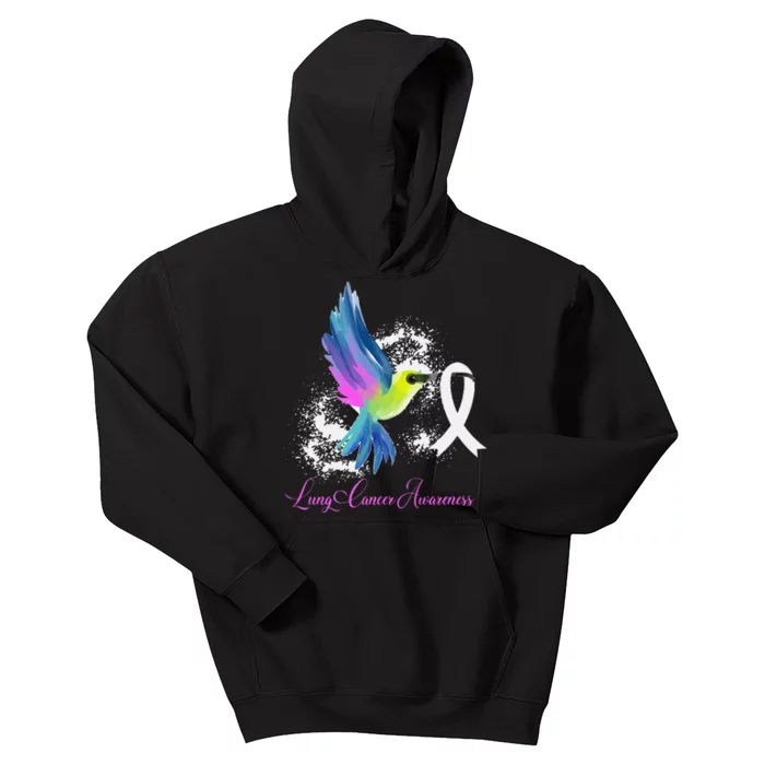 White Ribbon Lung Cancer Survivor Gift Lung Cancer Awareness Kids Hoodie