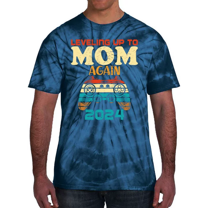 Wo Retro Leveling Up To Mom Again 2024 Promoted To Mommy Tie-Dye T-Shirt