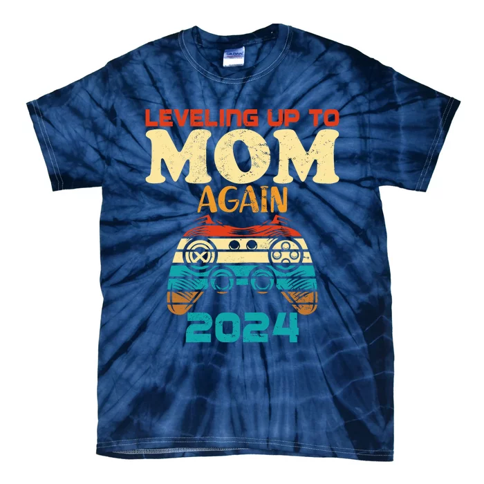 Wo Retro Leveling Up To Mom Again 2024 Promoted To Mommy Tie-Dye T-Shirt