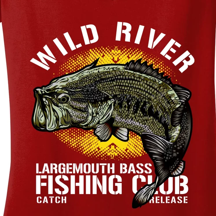 Wild River Largemouth Bass Fishing Club Women's V-Neck T-Shirt