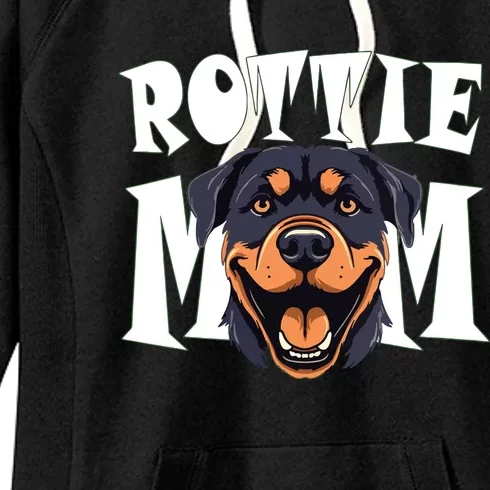 Womens Rottie Mom Cute Puppy Dog Happy Rottweiler Mom Womens Women's Fleece Hoodie