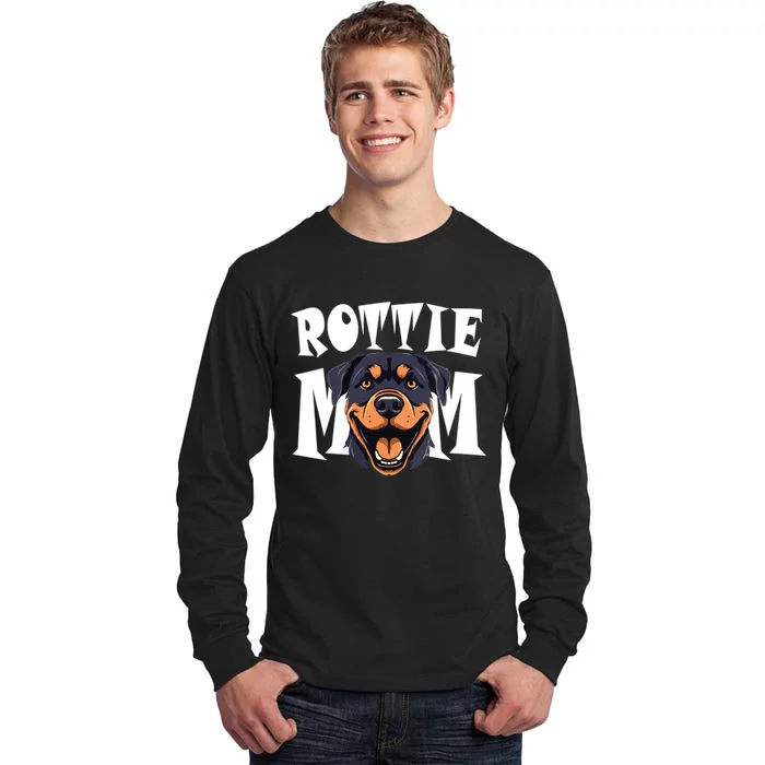 Womens Rottie Mom Cute Puppy Dog Happy Rottweiler Mom Womens Tall Long Sleeve T-Shirt