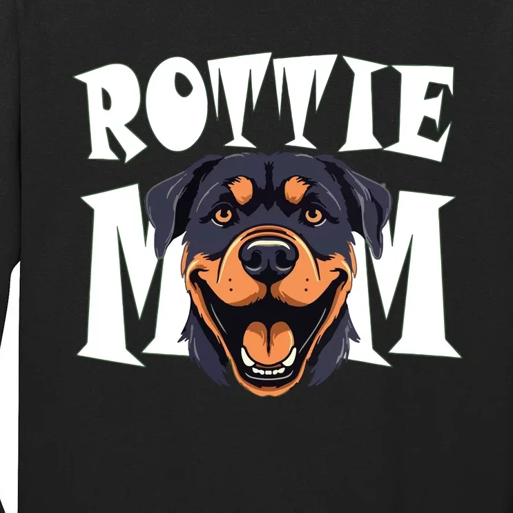 Womens Rottie Mom Cute Puppy Dog Happy Rottweiler Mom Womens Tall Long Sleeve T-Shirt