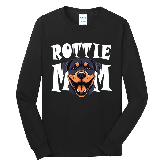 Womens Rottie Mom Cute Puppy Dog Happy Rottweiler Mom Womens Tall Long Sleeve T-Shirt