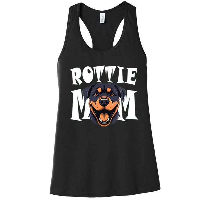 Womens Rottie Mom Cute Puppy Dog Happy Rottweiler Mom Womens Women's Racerback Tank