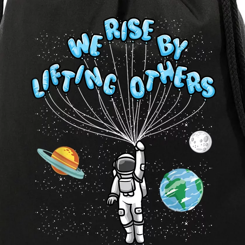 We Rise Motivational Quote Drawstring Bag