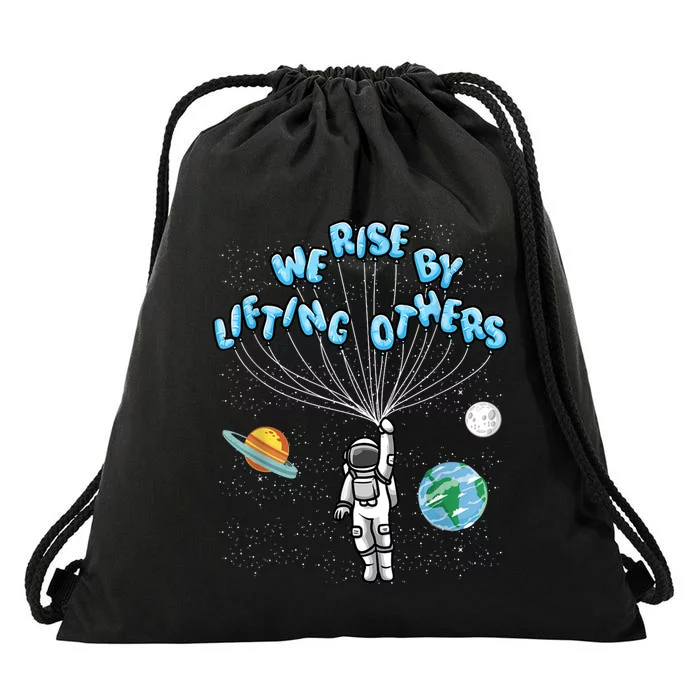 We Rise Motivational Quote Drawstring Bag