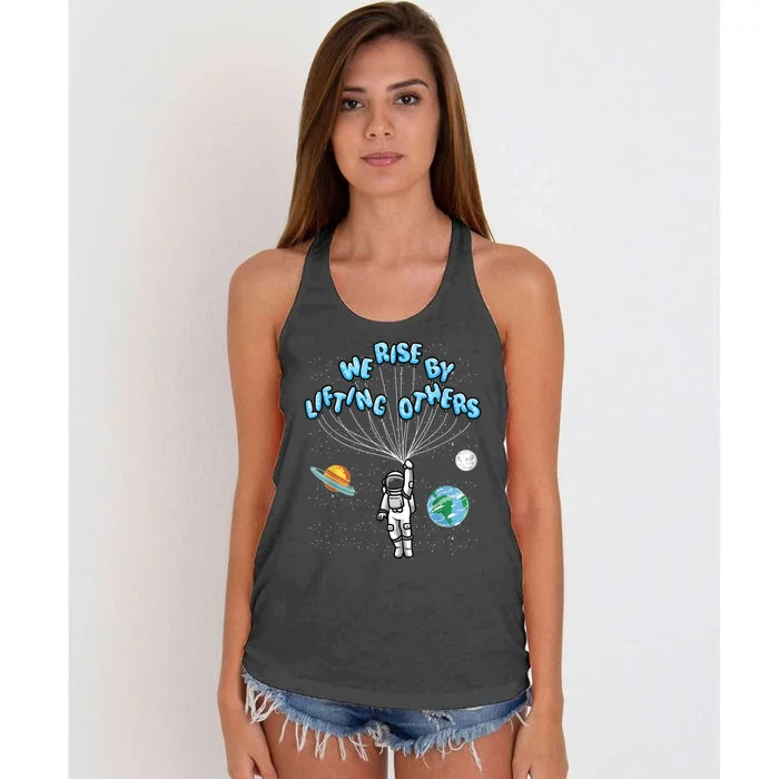 We Rise Motivational Quote Women's Knotted Racerback Tank