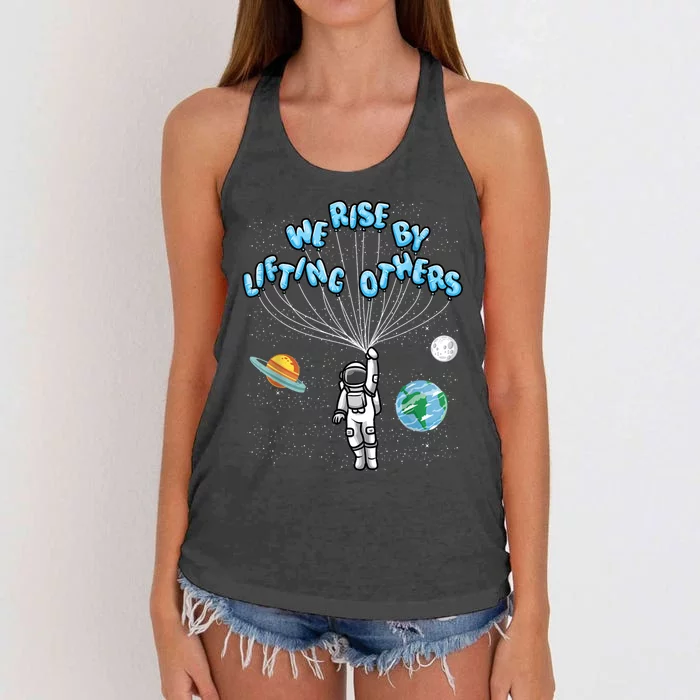 We Rise Motivational Quote Women's Knotted Racerback Tank