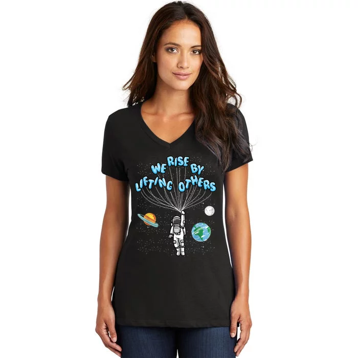 We Rise Motivational Quote Women's V-Neck T-Shirt