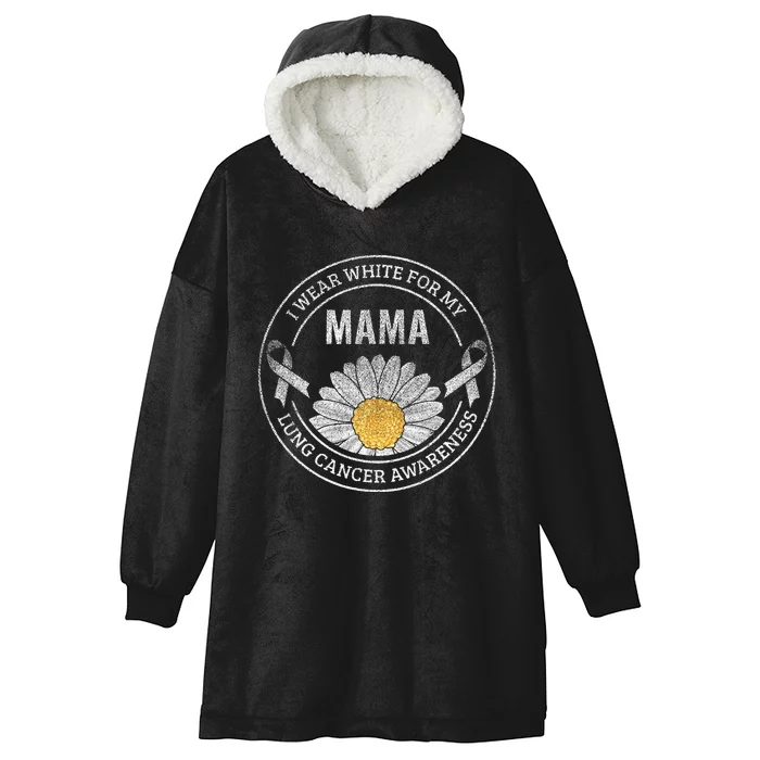 White Ribbon Mama Lung Cancer Awareness Gift Hooded Wearable Blanket