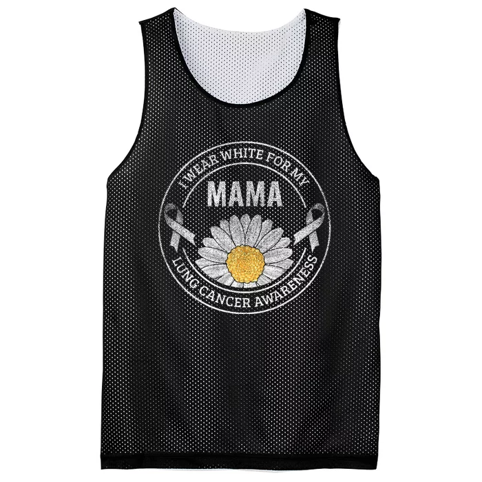 White Ribbon Mama Lung Cancer Awareness Gift Mesh Reversible Basketball Jersey Tank