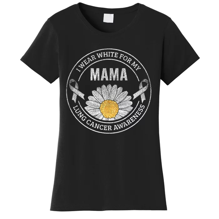 White Ribbon Mama Lung Cancer Awareness Gift Women's T-Shirt