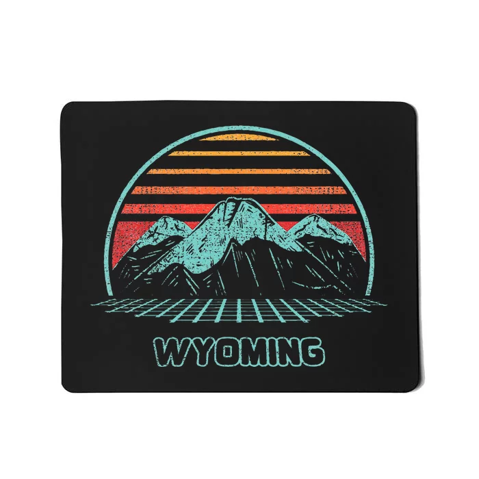 Wyoming Retro Mountain Hiking 80s Style Mousepad