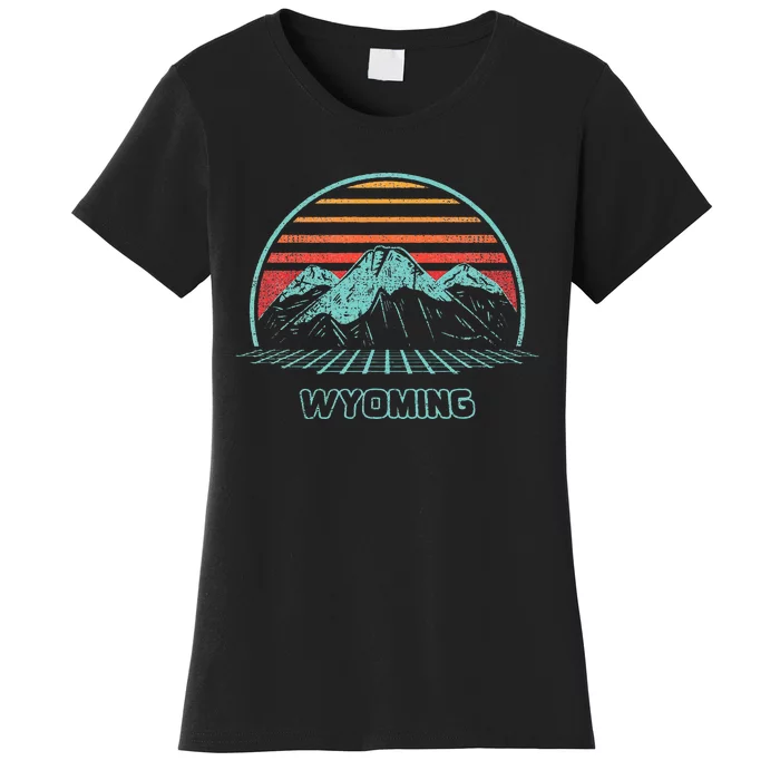 Wyoming Retro Mountain Hiking 80s Style Women's T-Shirt