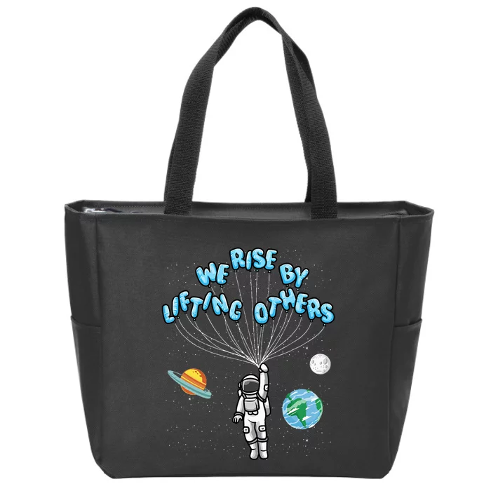 We Rise Motivational Quote Classic Fit Short Sleeve Adult Zip Tote Bag