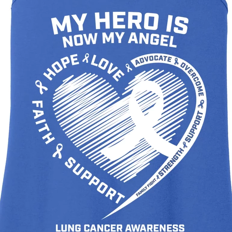 Wings Ribbon My Hero Is Now My Angel Lung Cancer Awareness Gift Ladies Essential Tank