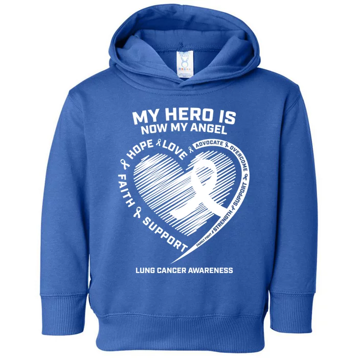 Wings Ribbon My Hero Is Now My Angel Lung Cancer Awareness Gift Toddler Hoodie