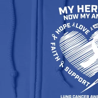 Wings Ribbon My Hero Is Now My Angel Lung Cancer Awareness Gift Full Zip Hoodie