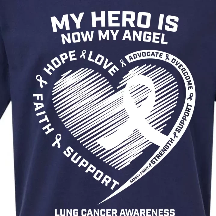 Wings Ribbon My Hero Is Now My Angel Lung Cancer Awareness Gift Sueded Cloud Jersey T-Shirt