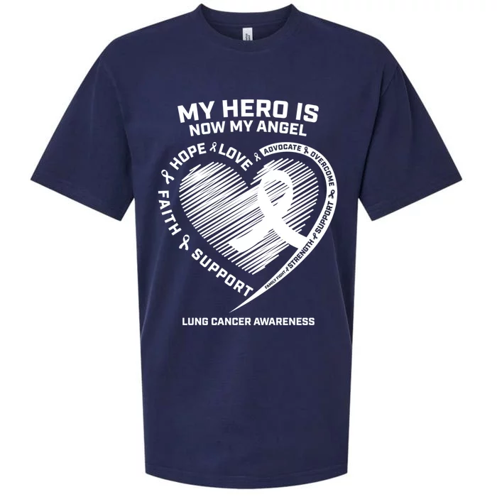 Wings Ribbon My Hero Is Now My Angel Lung Cancer Awareness Gift Sueded Cloud Jersey T-Shirt