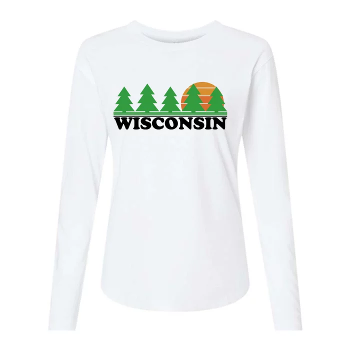 Wisconsin Retro Nature Womens Cotton Relaxed Long Sleeve T-Shirt