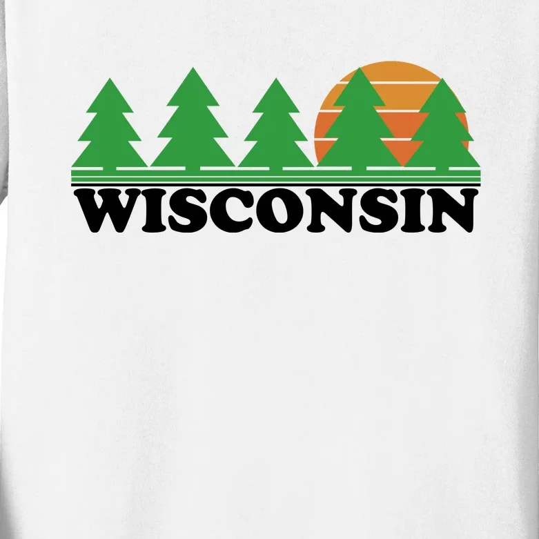 Wisconsin Retro Nature Kids Long Sleeve Shirt