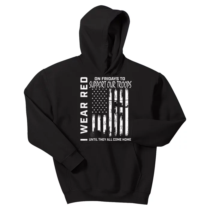 Wear Red On Fridays Military Veteran Support Our Troops Flag Kids Hoodie