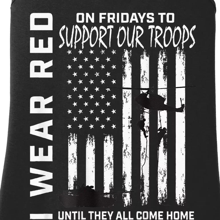 Wear Red On Fridays Military Veteran Support Our Troops Flag Ladies Essential Tank