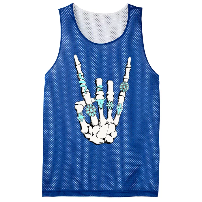 Western Rock On Skeleton American Rodeo Cowboy Mesh Reversible Basketball Jersey Tank