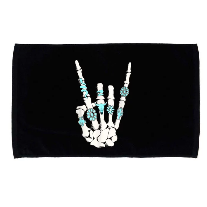 Western Rock On Skeleton American Rodeo Cowboy Microfiber Hand Towel