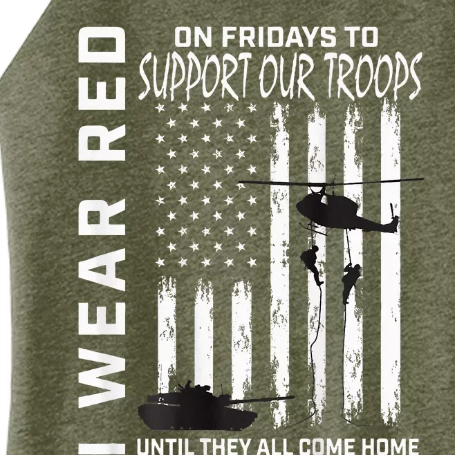 Wear Red On Fridays Military Veteran Support Our Troops Flag Women’s Perfect Tri Rocker Tank