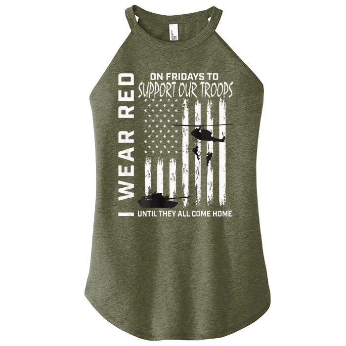 Wear Red On Fridays Military Veteran Support Our Troops Flag Women’s Perfect Tri Rocker Tank